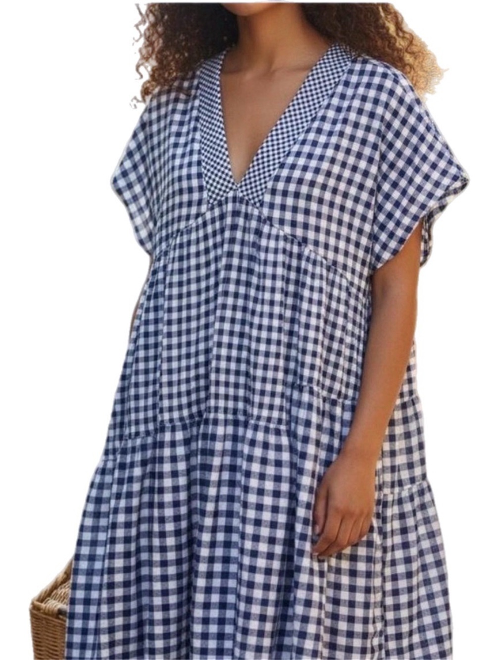 NWT Anthropologie 11 1Tylho Gingham Babydoll Dress Size Medium